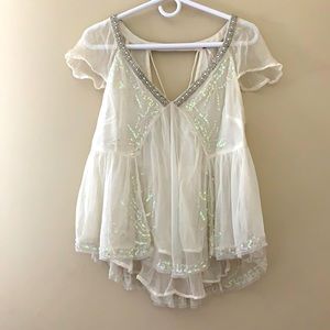 Free people top with beading and sequins